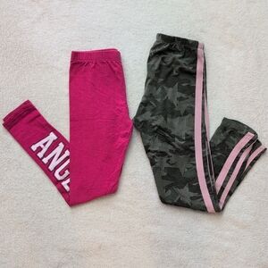 Girls Legging Bundle Sz 10-12 Pink Camo & Angel Active Pants